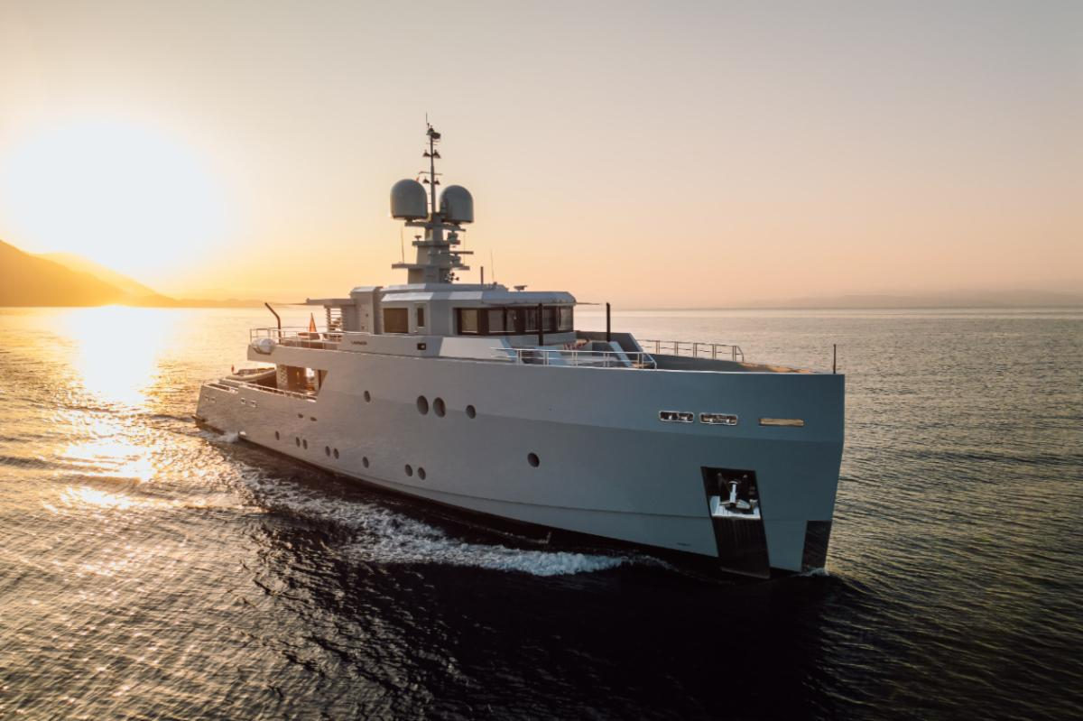 An Adriatic Vision yacht cruising at sunset