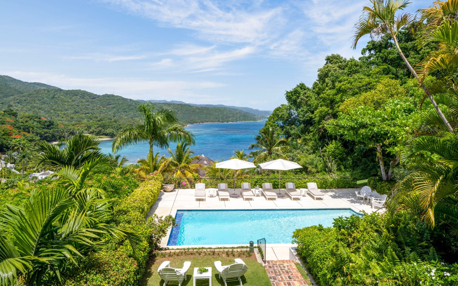 Villa with private pool above the bay at Round Hill, Jamaica